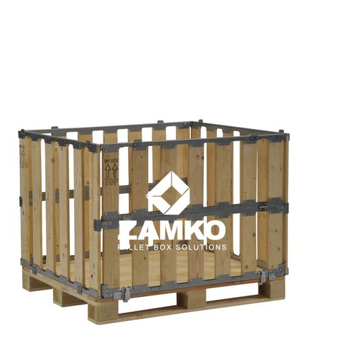 Holzpalettenbox - MPB.b80.F2 - ZAMKO - Lager / zusammenklappbar / stapelbar