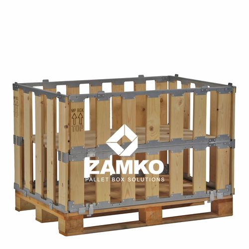 Holzpalettenbox - MPB.b80.FS  - ZAMKO - Lager / zusammenklappbar / mit seitlicher Öffnung