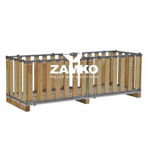 Holzpalettenbox - MPB.f70 - ZAMKO - galvanisiertem Stahl / Lager / zusammenklappbar