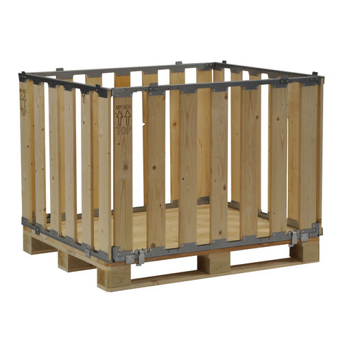 Holzpalettenbox - MPB.b80.T - ZAMKO - Lager / zusammenklappbar / stapelbar