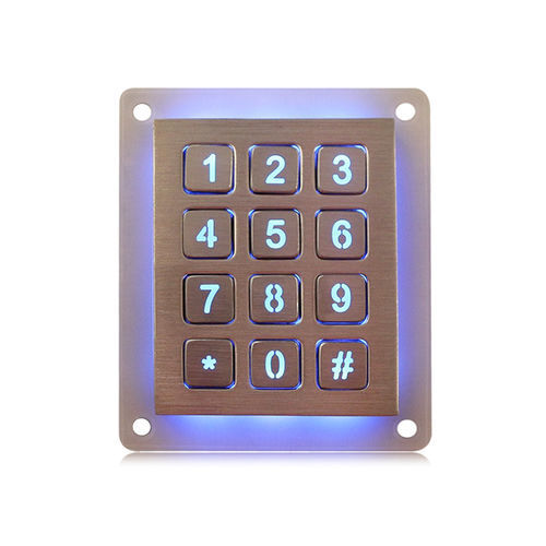 Nummernblock / 12 Tasten - K-TEK-B48-12-KP-AC-BL-DWP - Key Technology China Limited - einbaufähig / Edelstahl / IP65