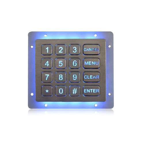 Nummernblock / 16 Tasten - K-TEK-B90KP-16-AC-BL-DWP - Key Technology China Limited - einbaufähig / Edelstahl / IP65