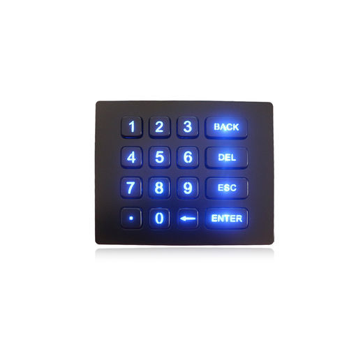 Nummernblock / 16 Tasten - K-TEK-A120KP-BL-BT-DWP - Key Technology China Limited - einbaufähig / gebürsteter Edelstahl / schwarzes Titan