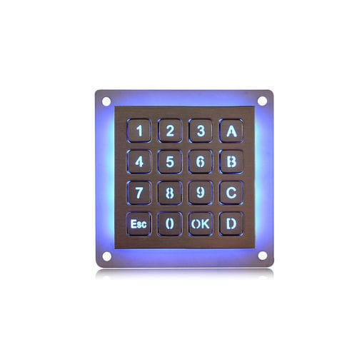 Nummernblock / 16 Tasten - K-TEK-B60KP-16-AC-BL-DWP - Key Technology China Limited - einbaufähig / gebürsteter Edelstahl / IP65