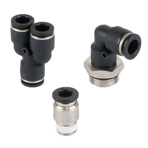 Push-in-Anschluss - P series - A&T Fluid solutions - pneumatisch / rechtwinkelig / T