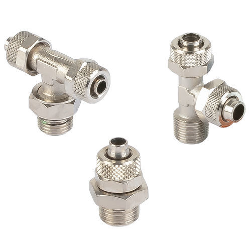 Push-to-Lock-Anschluss - C300 series - A&T Fluid solutions - pneumatisch / rechtwinkelig / T