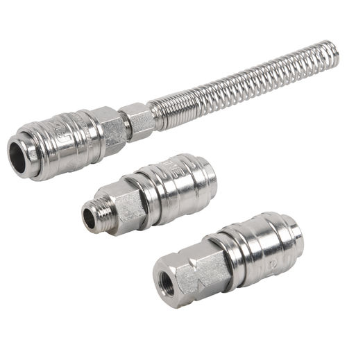 Schnellkupplung - E500 series - A&T Fluid solutions - pneumatisch / vernickeltes Messing / mit Klappe