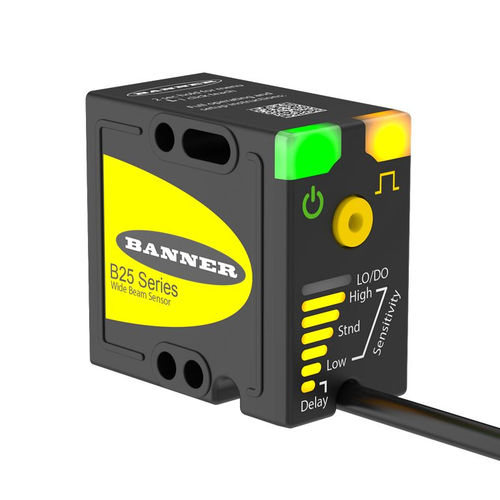 Optoelektronischer Sensor mit breitem Strahl - B25 - BANNER ENGINEERING CORP. - Reflex-Lichtschranke / rechteckig / für Verpackungsmaschine