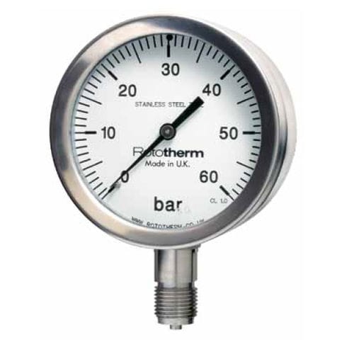 Manometer mit Zifferblatt-Anzeige - SPG series - British Rototherm Co. Ltd - Gewinde / NPT 1/2 / Edelstahl