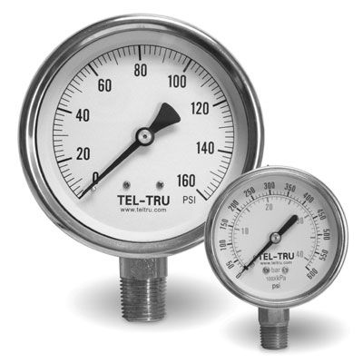 Analoges Manometer - 33 series - Tel-Tru Manufacturing - Gewinde / Edelstahl / Rohrfeder