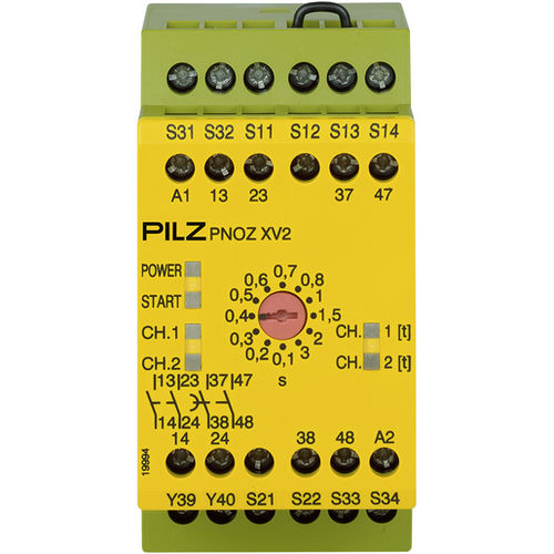 Notausschalter-Sicherheitsrelais - PNOZ XV2 - PILZ - für Schalttafelmontage / 24 VDC / zeitgesteuert