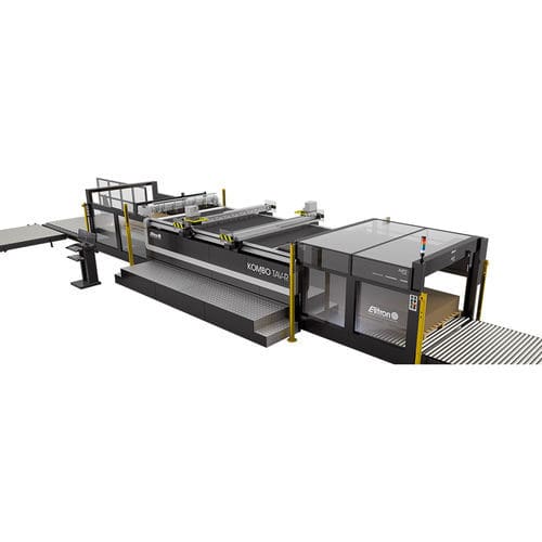 Vollautomatischer Schneidplotter - KOMBO TAV-R - Elitron IPM S.r.l. - für Karton / für Textil / mit Förderer