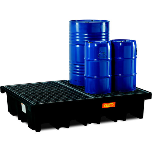 Auffangwanne für 2 Fässer - CEMO - für 4 Fässer / Polyethylen / für Palette