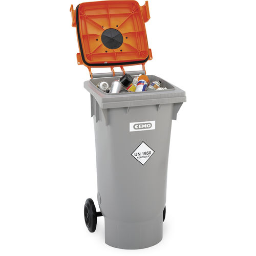 Polyethylenbehälter - CEMO - für Aerosoldosen / mit Deckel / mit 2 Rädern