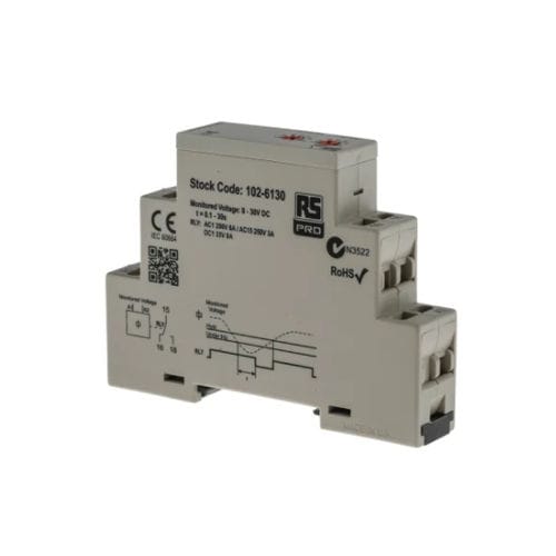 Spannungsüberwachungsrelais - 102-6130 - RS PRO - Phasen / einphasig / DC