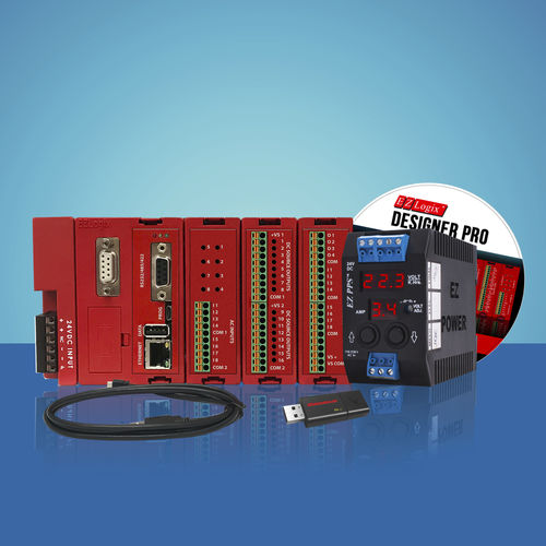 Kompakte SPS - EZRack Starter Kit - UTICOR Automation GmbH - DIN-Schiene / mit erweiterbaren E/A-Karten / RS232
