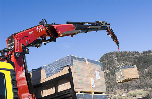 LKW-montierter Kran - F485 series - Fassi gru S.p.A - Gelenkausleger / für Baustelle / für Hubanwendungen