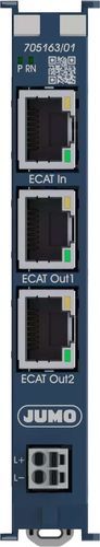 EtherCAT-Kommunikationsmodul - JUMO I/O system communication module 3-channel - JUMO GmbH & Co. KG - RJ45 / 3 Ports / für DIN-Schiene
