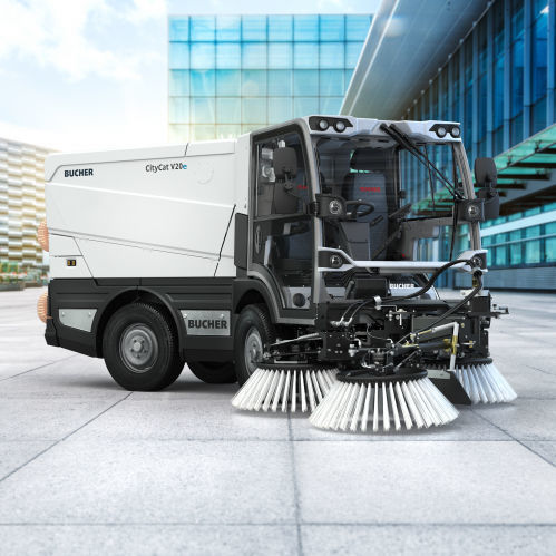 Kehrmaschine für Anbau - CityCat V20e - Bucher Municipal AG - elektrisch / für Außenbereich / Staub