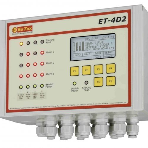 Mehrkanal-Gaswarnzentrale - ET-4D2/A - ExTox Gasmess-Systeme - mit LCD-Anzeige / zur Hutschienenmontage / wandmontiert