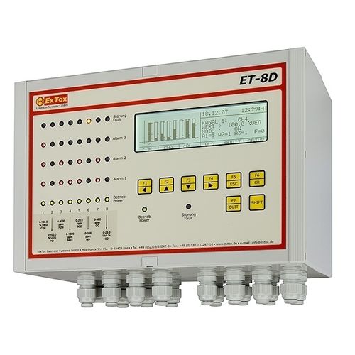 Mehrkanal-Gaswarnzentrale - ET-8D/A - ExTox Gasmess-Systeme - mit LCD-Anzeige / zur Hutschienenmontage / wandmontiert