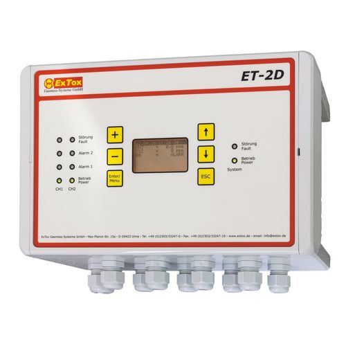 Gaswarnzentrale mit LCD-Anzeige - ET-2D series - ExTox Gasmess-Systeme - zur Hutschienenmontage / wandmontiert / Giftgas