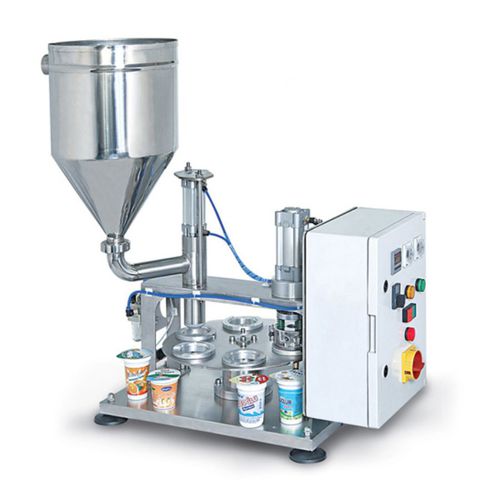 Füll- und Siegelanlage / Becher - TEK01 - Jacopack - halbautomatisch / Rundlauf / für Käse