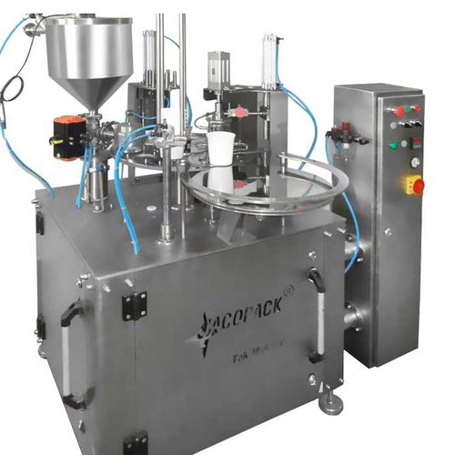 Füll- und Siegelanlage / Becher - TEK1 - Jacopack - PLC-gesteuert / Rundlauf / für Kosmetik