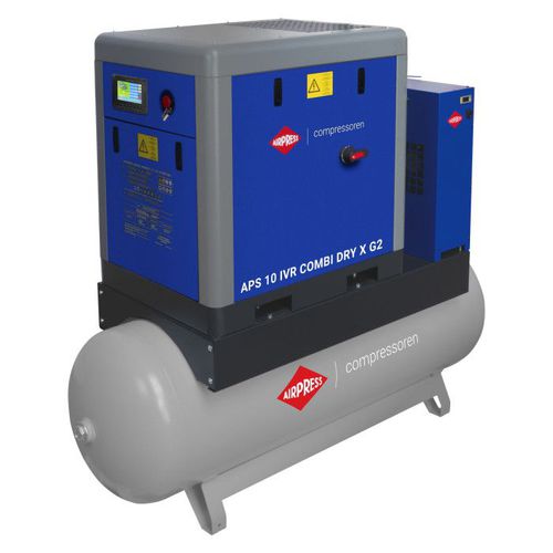 Schraubenkompressor - APS X 10 IVR Combi - AIRPRESS - Luft / elektrisch / stationär