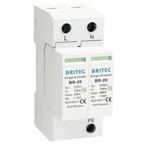 Zweipoliger Überspannungsableiter - BR-20 2P series - Britec Electric Co., Ltd - Typ 2 / Klasse II / für Elektroinstallation