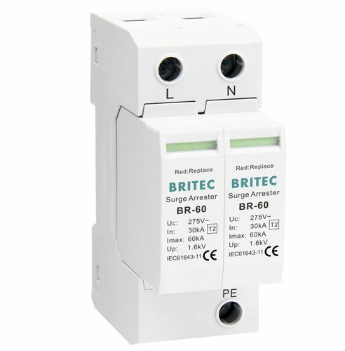 Zweipoliger Überspannungsableiter - BR-60 2P series - Britec Electric Co., Ltd - Typ 2 / Klasse II / für Elektroinstallation