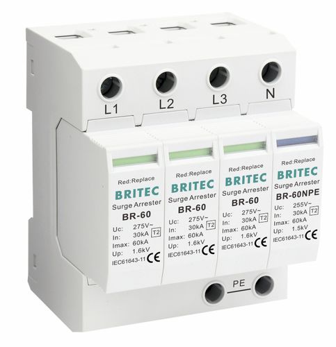 Überspannungsableiter Typ 2 - BR-60 3+1 series - Britec Electric Co., Ltd - Klasse II / für Elektroinstallation / zur Fernanzeige
