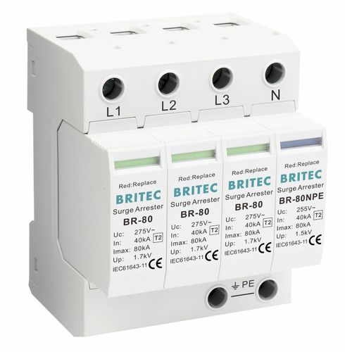 Überspannungsableiter Typ 2 - BR-80 3+1 series - Britec Electric Co., Ltd - Klasse II / für Elektroinstallation / zur Fernanzeige