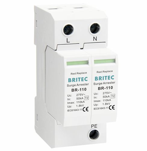 Überspannungsableiter für DIN-Schiene - BR-110 2P series - Britec Electric Co., Ltd - Typ 2 / Klasse II / für Elektroinstallation