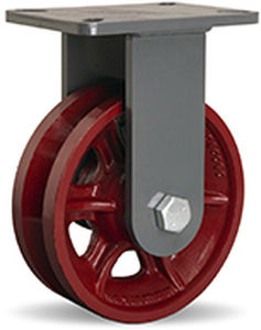 Bockrolle - V series - HAMILTON CASTER - mit Grundplatte / gerillt / Stahl