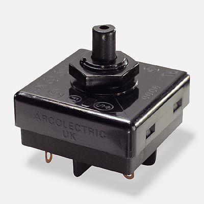 Drehschalter - 2 A, 250 V | 9000 - Arcolectric - einpolig / spritzwassergeschützt / 4 Ebenen