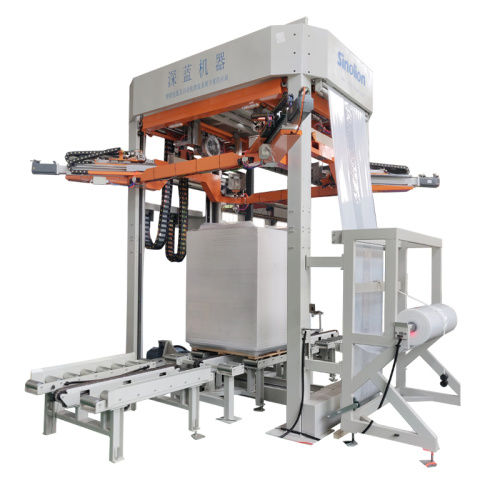 Automatische Haubenmaschine - SHANDONG  SINOLION  MACHINERY  CORP  LTD - mit Stretchfolie / für Baumaschinen / Paletten