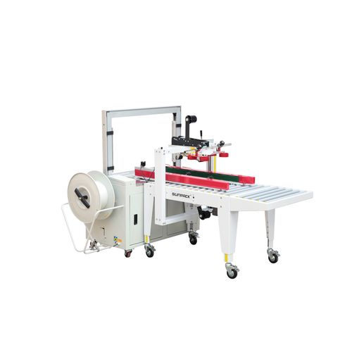 Kartonverschließer mit Klebeband - XT-553RLL + XT101F - DONGGUAN XUTIAN MACHINE CO.LTD. - automatisch
