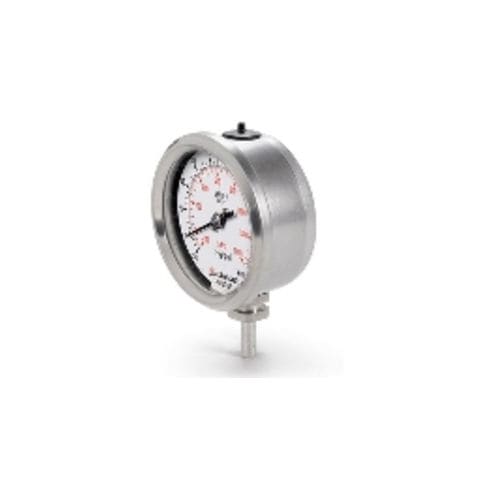 Manometer mit Zifferblatt-Anzeige - IMPG50CP1 series - HAM-LET - Gewinde / Edelstahl / mit flüssigkeitsgefüllter Rohrfeder