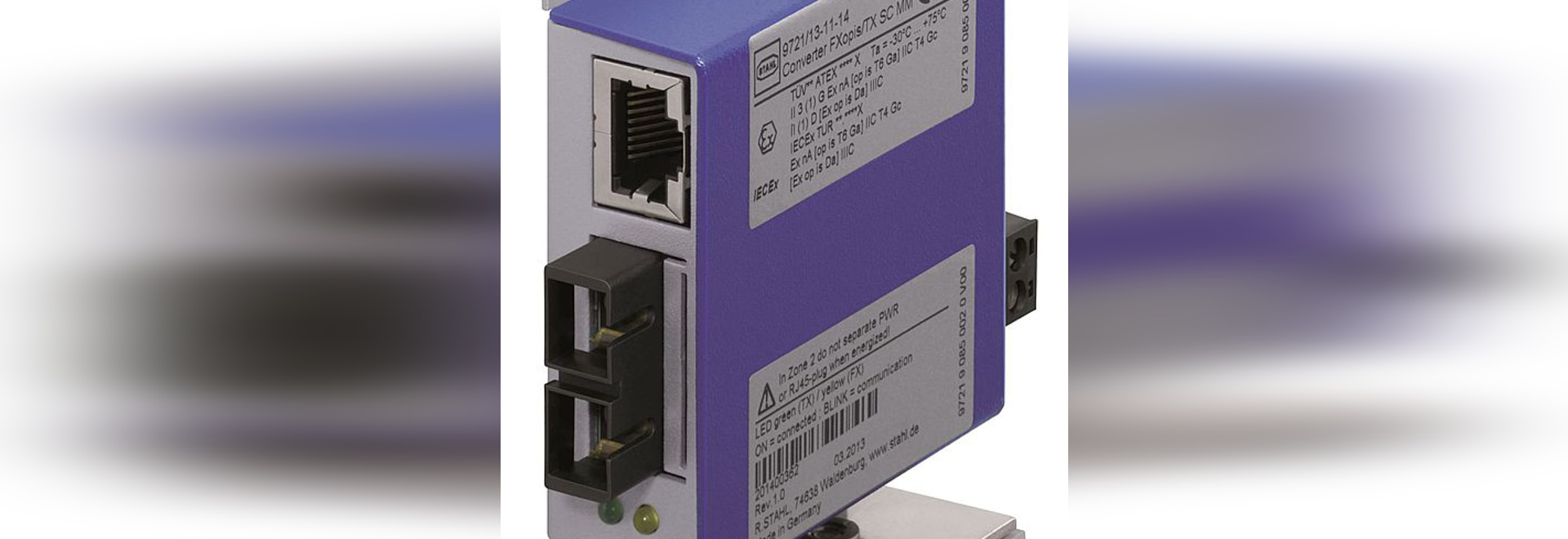 Medienkonverter für LWL-Ethernet im Ex-Bereich
