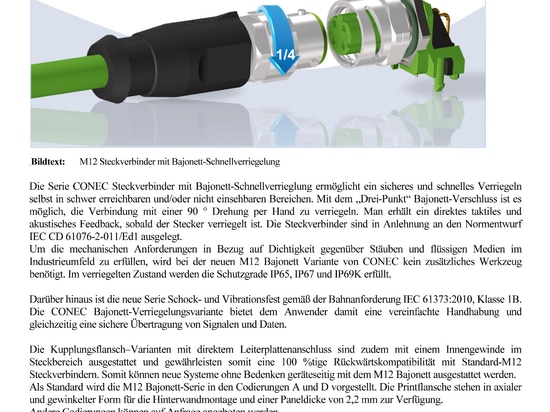 CONEC Steckverbinder Serie mit Bajonett-Schnellverriegelung