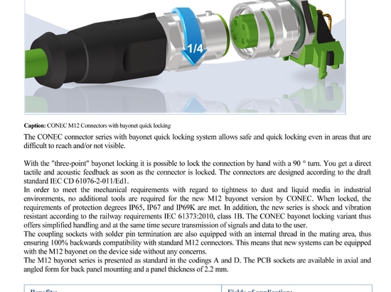 CONEC Steckverbinder Serie mit Bajonett-Schnellverriegelung