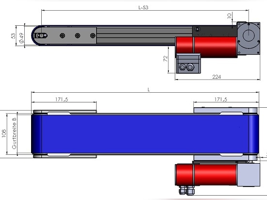 Das Förderband FB14 transportiert Teile bis 10 kg bei Bandgeschwindigkeiten bis 45 m/min.