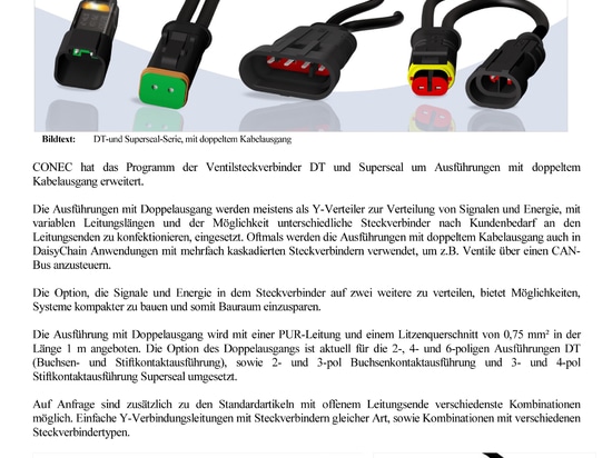 DT- und Superseal Steckverbinder mit doppeltem Kabelausgang