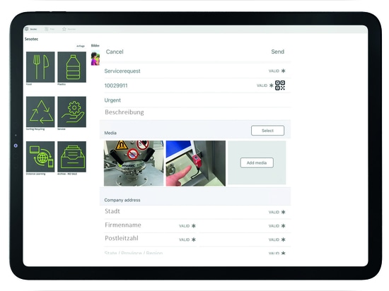 Die Ticket-Funktion in der Sesotec App: Mit nur wenigen Klicks werden alle relevanten Informationen per Service Ticket direkt aus der Sesotec App übermittelt (Abbildung: Sesotec GmbH)