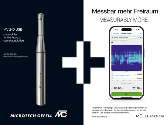 Auf besonderes Interesse stieß das neu entwickelte digitale Messmikrofon MV 240 USB mit einem erweiterten Anwendungsbereich.