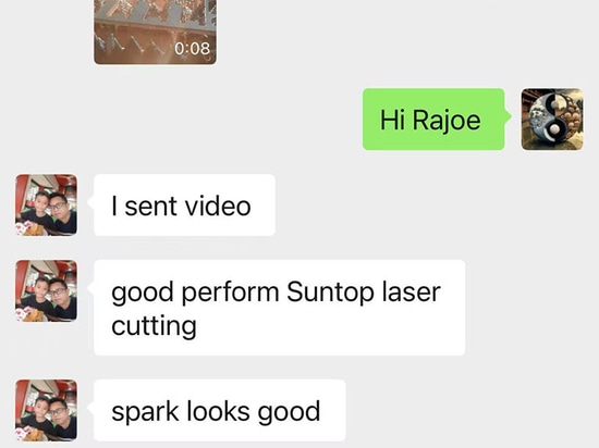 Positives Feedback eines indonesischen Kunden zum Laserschneiden bei Suntop