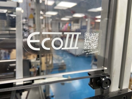 QR/Barcode (Bild 3) QR-Code auf leicht haftendem, ablösbarem, transparentem Polyester (CPMSP20) – Spezialdruck mit weißem Harzband (CPMSR41 zum Nachfüllen / CPMSR41-RC für Kartusche mit Nachfüllpac...