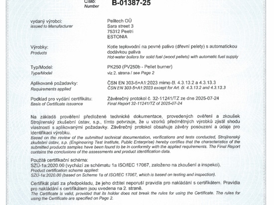 Die mobile Pelletheizung PK250 erhält die vollständige Zertifizierung nach EN 303-5