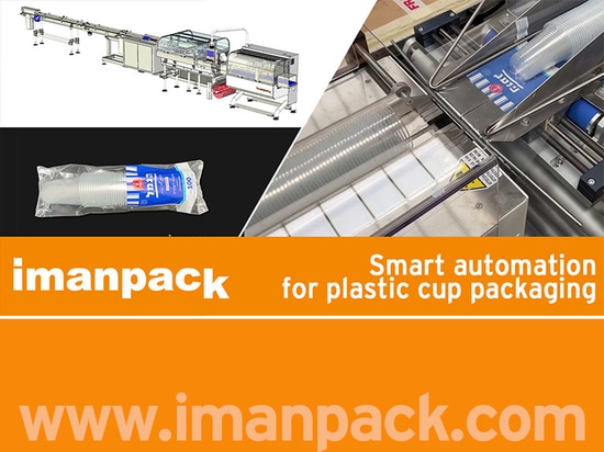 Leistungsstarke Automatisierung für die Zählung von Kunststoffbechern und Polyethylen-Flowwrapping
